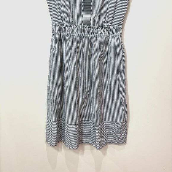 J Crew Striped Cotton Dress Size 2 Gray White Classic Preppy - Picture 3 of 11